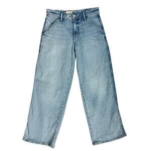Pilcro Cross Front Waistband Wide Leg Cropped Jeans Light Wash Denim Women’s 25P